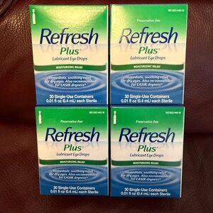 4 Packs Refresh Plus Lubricant Eye Drops 30 Ct/Pk